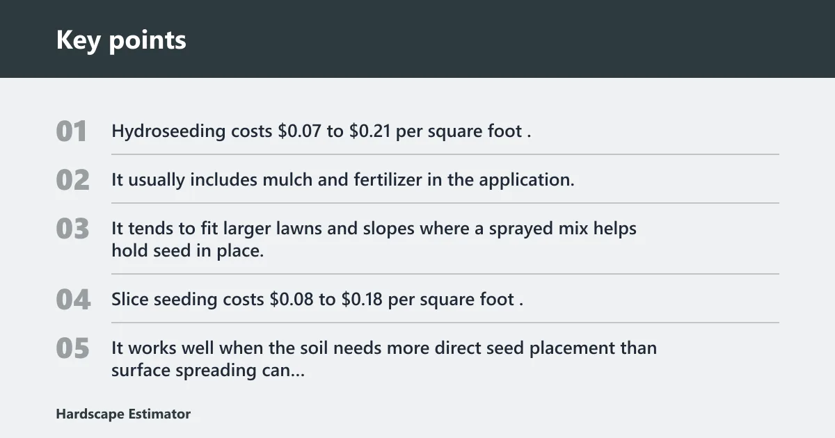 Key points: Seeding method costs