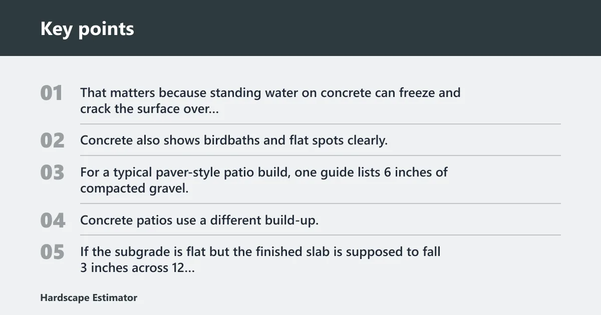 Key points: How much slope for a concrete patio?