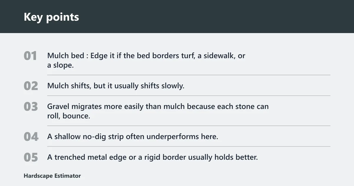Key points: Mulch and gravel edge matrix