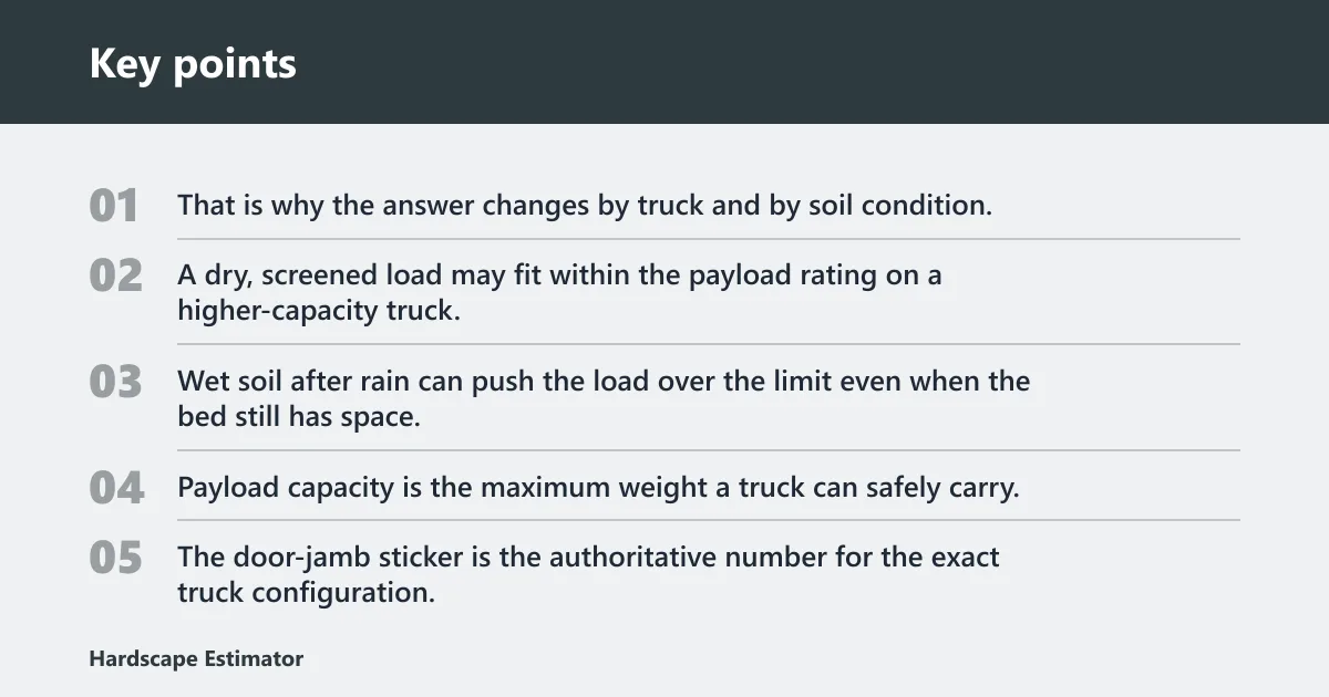 Key points: Can a pickup truck carry 1 cubic yard of topsoil?