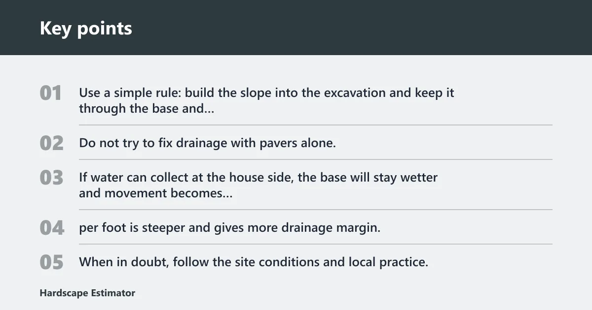 Key points: How do slope, drainage, and edge restraint affect depth?