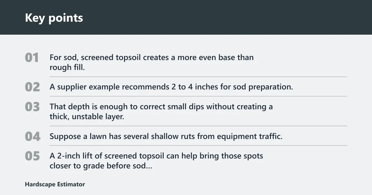 Key points: What is screened topsoil used for?